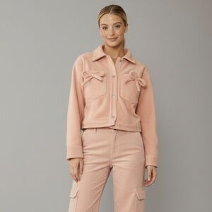 Miss sparkling brand new pink adorable fleece jacket lined sz S M L cutest